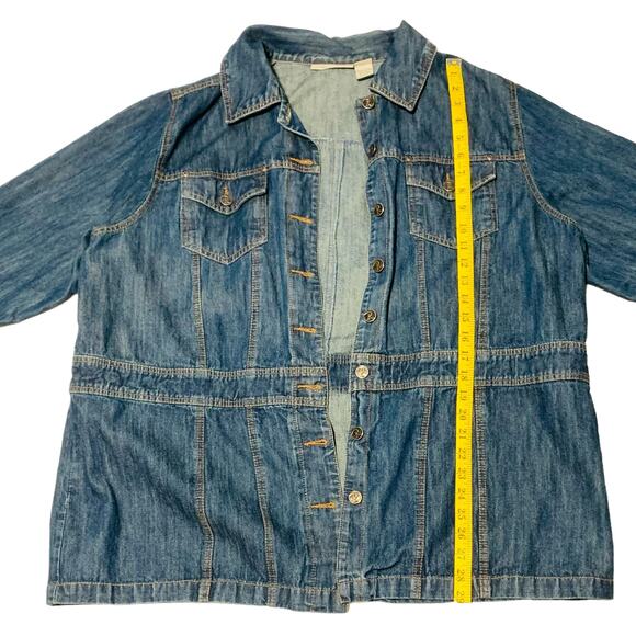 ROAMANS Jean Jacket 18W Blue Denim Chest Pockets Metal Buttons Casual Chore Coat - Picture 5 of 6